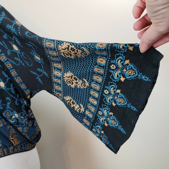 Free People Medallion Printed Top Linen Blend  XS - Picture 6 of 10